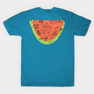 Red and Green Summer "Watermelon Doodles" T-Shirt